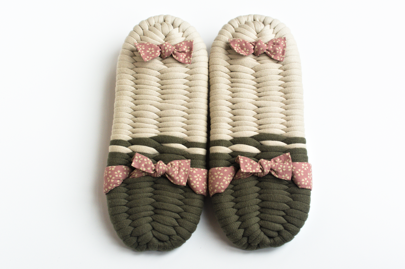 Handmade Nuno Zori Slippers, Pink Sakura, Back
