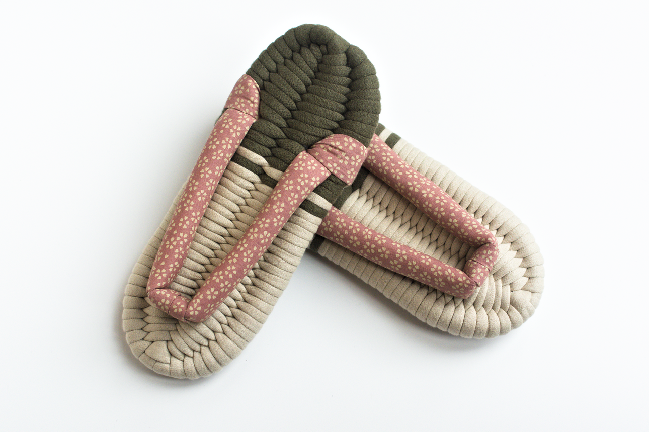 Handmade Nuno Zori Slippers, Pink Sakura