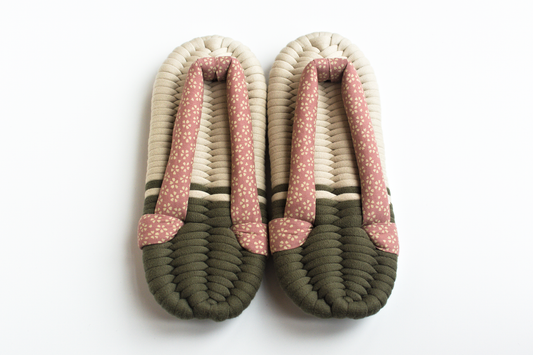 Handmade Nuno Zori Slippers, Pink Sakura, Front